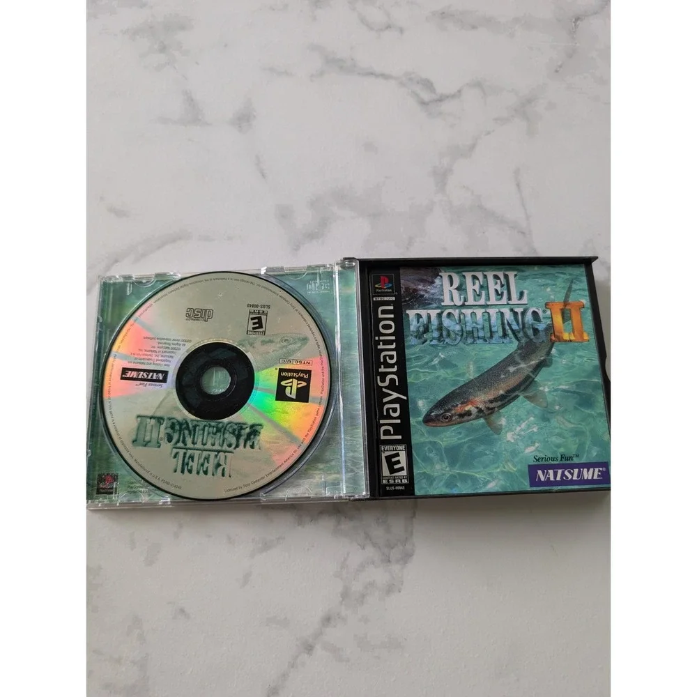 Reel Fishing PS1 1997 Black Label  Manual & Reg Card Tested